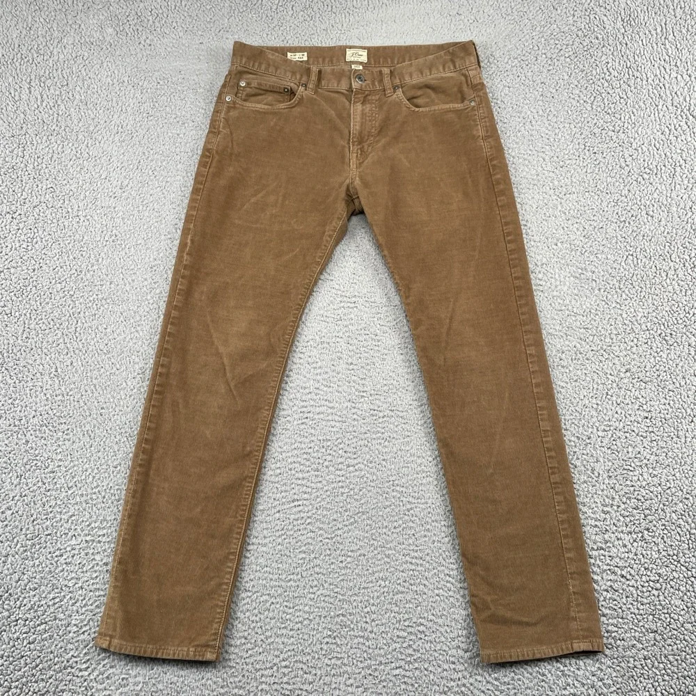 J.Crew Corduroy Pants Mens 32x30 Brown 484 Slim Fit Stretch Cotton Casual